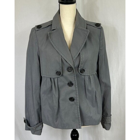 ANN TAYLOR LOFT Military Utility Cargo Jacket Coat - Gray Grey - Women's Sz Med - Picture 1 of 12